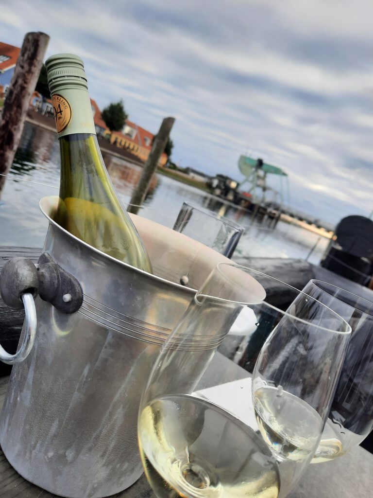 Sommertörn 2022 Katamaran dänische Südsee
Der Blick vom Restaurant Kanal Kroen auf die Grashüpferbrücke von Kaerrebaeksminde