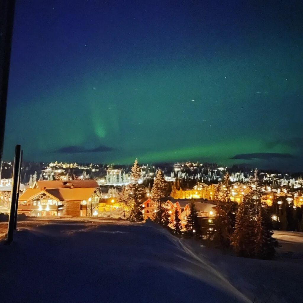 Skifahren Nordlicht Trysil 
Polarlichter Northern light über Trysil